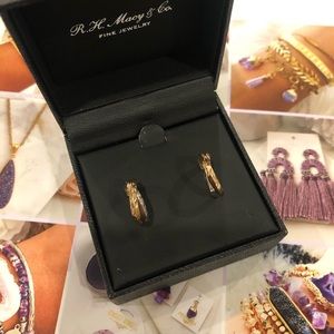 Macy’s Bridge Precious Metals Gold & Silver Small Hoop Earrings 10K $150